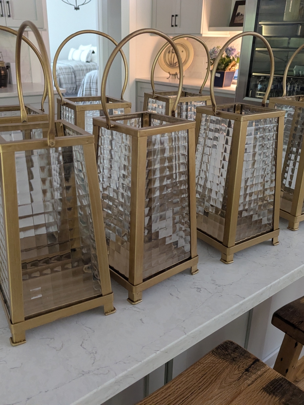 Gold Glass Lantern - 7 Each Included Decorative Home Accent